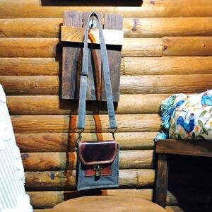 Mona B Upcycled Locksmith Crossbody Messenger Bag Purse Canvas Leather